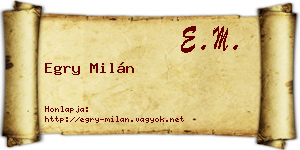 Egry Milán névjegykártya